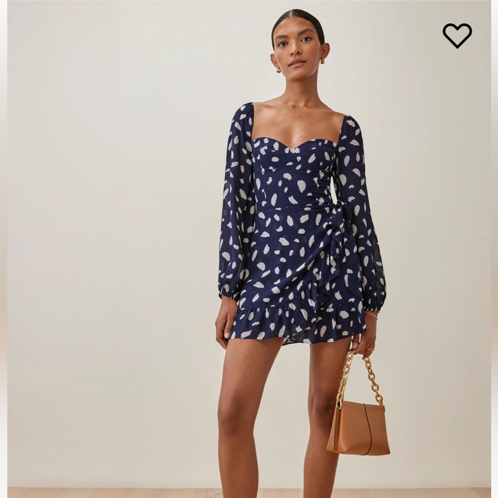 Reformation Cammi Dress size 0 blue splatter